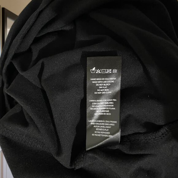 Bebe Black Logo Tape Sleeve Bodycon Midi Dress Size Small Stretch Long Sleeve Y2 - Picture 8 of 11